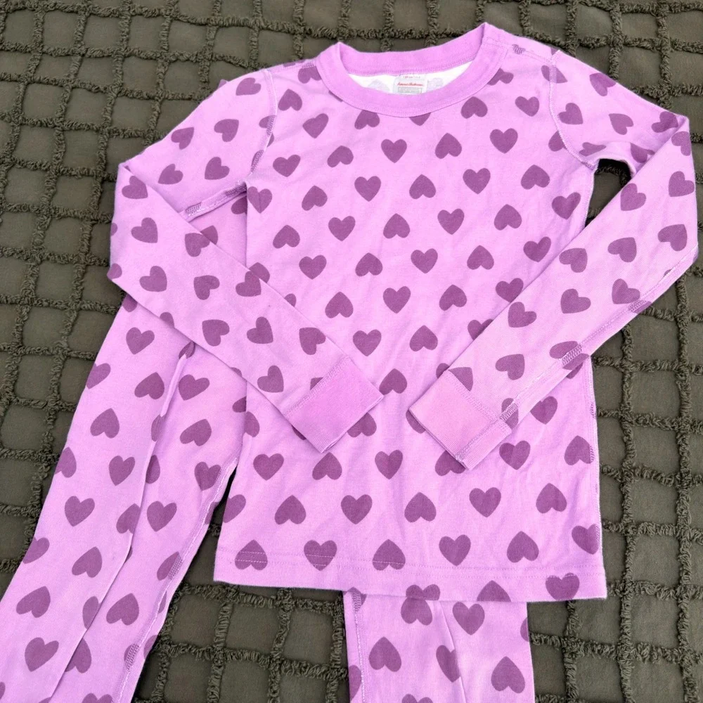 Hanna Andersson Pajama Set Kids 8 Heart Print Snug Fit Organic Cotton